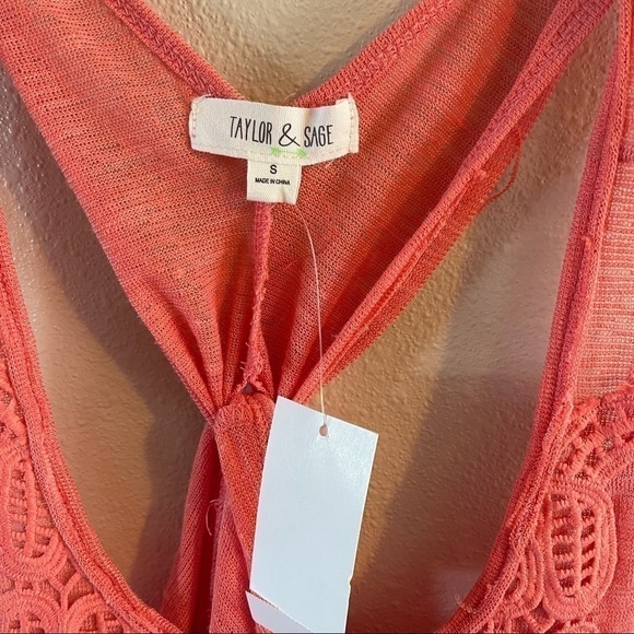 Taylor & Sage lace from tank with lace front detailing NWT size small peach - Picture 5 of 9